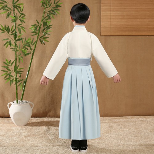 Chinese folk dance costumes ancient traditional studies hanfu for boy kids children drama film photos cosplay performance robes dresses